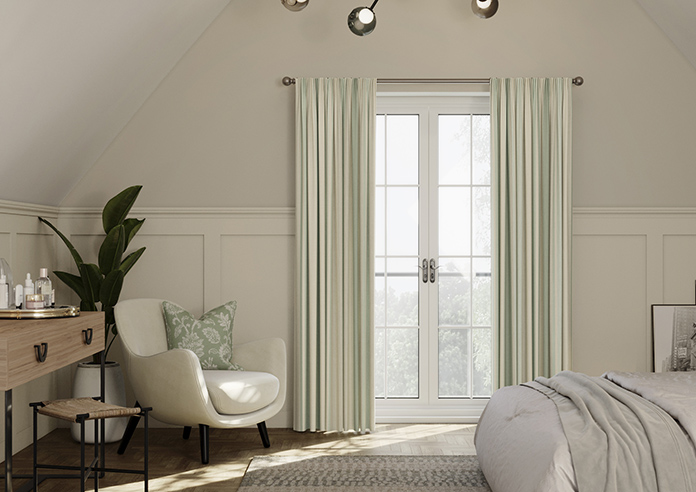 Laura Ashley Awning Stripe, Smoke Green - Made to Measure Curtains - Image 3